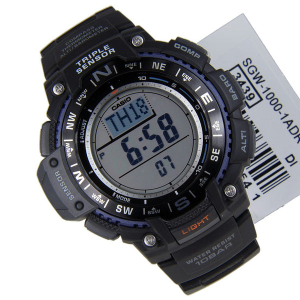 Casio Watch Band SGW-1000 -1A Triple Sensor Black Resin Strap. Watchband