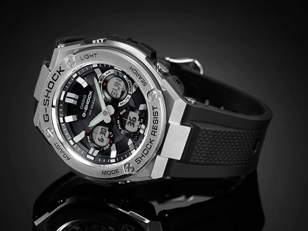 Casio Watchband G-Shock GST-210,GST-410,GST-S100,GST-W110. Black Resin Strap