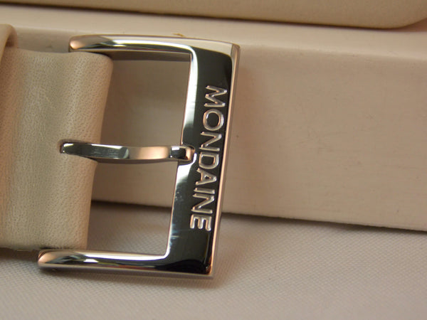 Name Brand High Quality Watchband 20mm Cream/Bone/Creme Leather  w/Pins