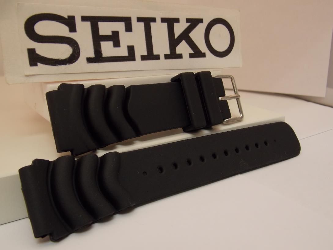 Seiko WatchBand SNZG49 22mm Black Resin Divers Original Watchband/