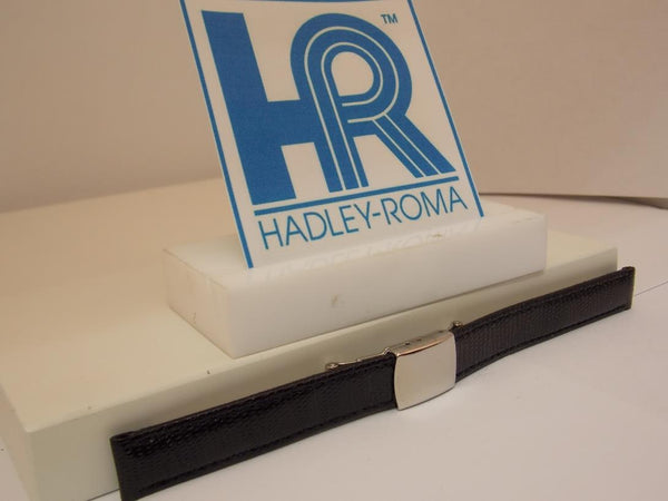 Hadley Roma Watchband A: 12mm Ladies Blk Genuine Lizard  w/Butterfly Fold Buckle