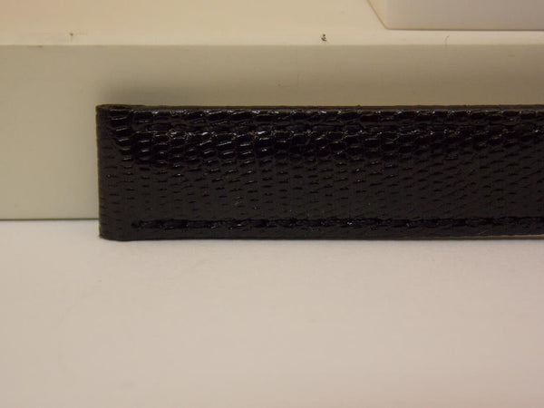 Hadley Roma Watchband A: 12mm Ladies Blk Genuine Lizard  w/Butterfly Fold Buckle