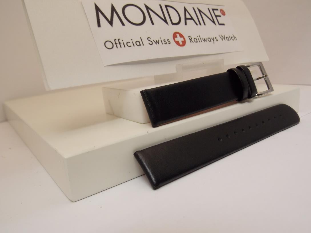 Mondaine Swiss Railways watchband FE3116.21Q 16mm Black Leather Red Back