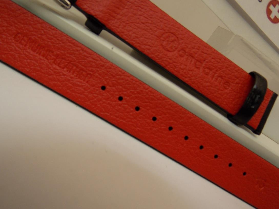 Mondaine Swiss Railways watchband FE3116.21Q 16mm Black Leather Red Back