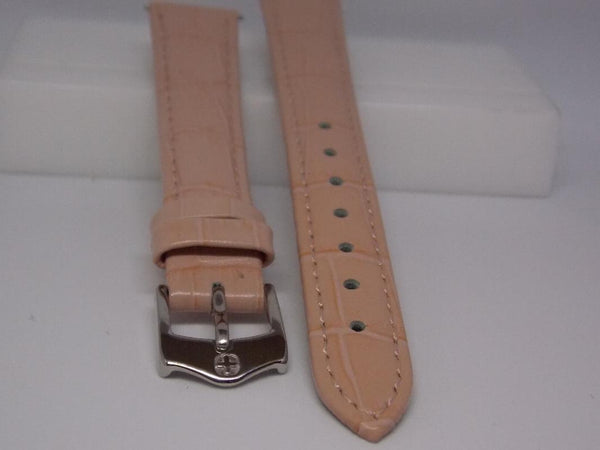 Wenger watchband 14mm Pink Ladies Leather  w/Spring Bars. Logo Buckle
