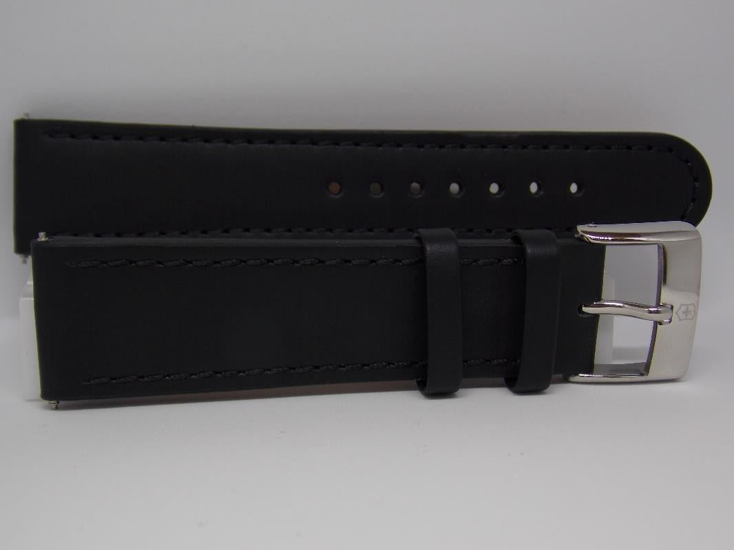 Swiss Army Watchband Infantry 22mm Dress Leather Black Strap Outline Stitched
