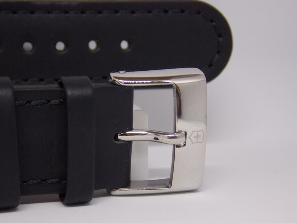 Swiss Army Watchband Infantry 22mm Dress Leather Black Strap Outline Stitched