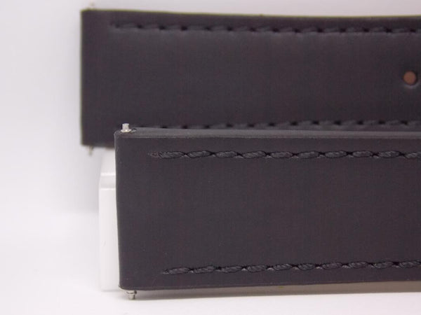 Swiss Army Watchband Infantry 22mm Dress Leather Black Strap Outline Stitched