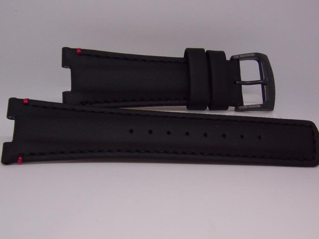 Citizen watchband AW1135 -01E. Original Black Leather w/ Logo Buckle