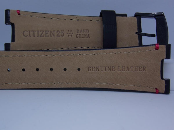 Citizen watchband AW1135 -01E. Original Black Leather  w/ Logo Buckle