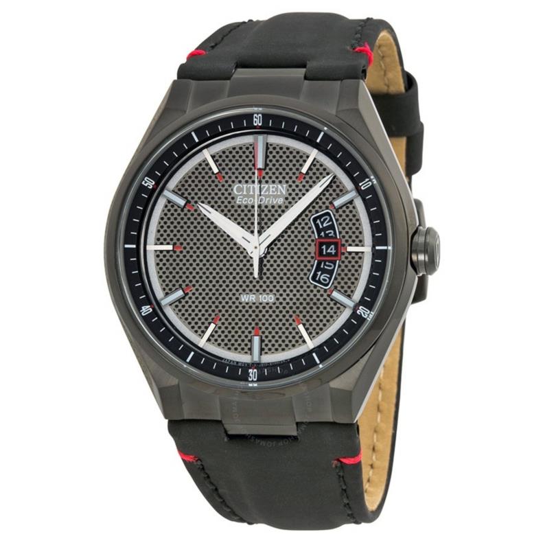 Citizen watchband AW1135 -01E. Original Black Leather w/ Logo Buckle