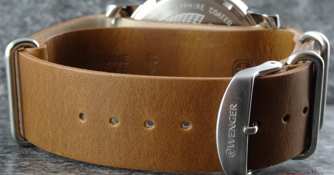 Wenger watchband 22mm Brown One Piece Wrap Around Leather for 01.1041.13