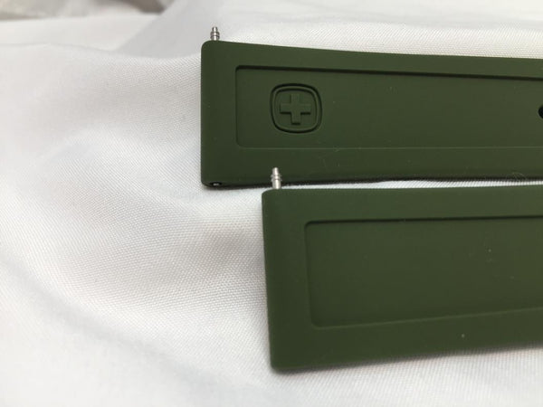Wenger watchband 22mm Olive Silicone . Military Style Back Plate # 1341-10