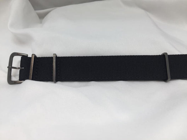 Seiko Original WatchBand SKA705. 22mm One Pc Wrap Around Nylon Blk Steel Keepers