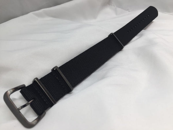 Seiko Original WatchBand SKA705. 22mm One Pc Wrap Around Nylon Blk Steel Keepers