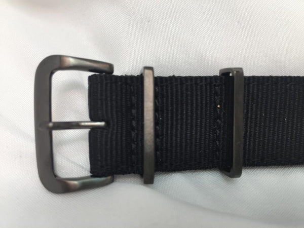 Seiko Original WatchBand SKA705. 22mm One Pc Wrap Around Nylon Blk Steel Keepers
