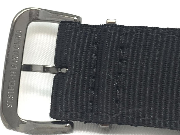 Seiko Original WatchBand SKA705. 22mm One Pc Wrap Around Nylon Blk Steel Keepers