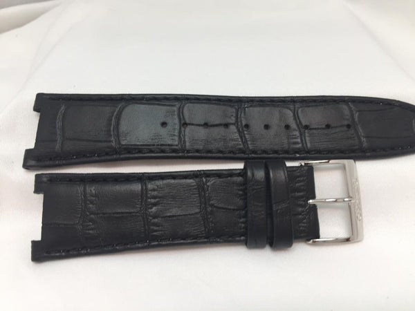 Seiko Original WatchBand SSC285. LOCX B 13. 24mm, 13mm Center Cut Black Leather