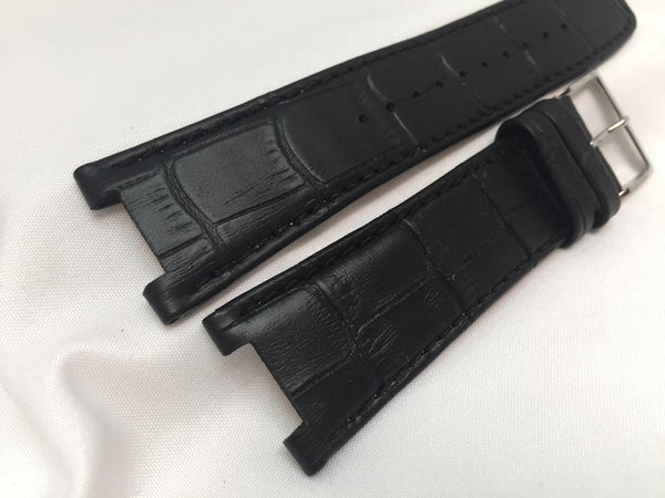 Seiko Original WatchBand SSC285. LOCX B 13. 24mm, 13mm Center Cut Black Leather