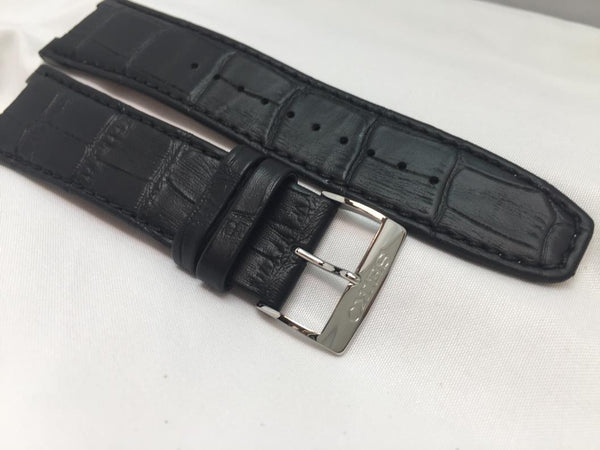 Seiko Original WatchBand SSC285. LOCX B 13. 24mm, 13mm Center Cut Black Leather