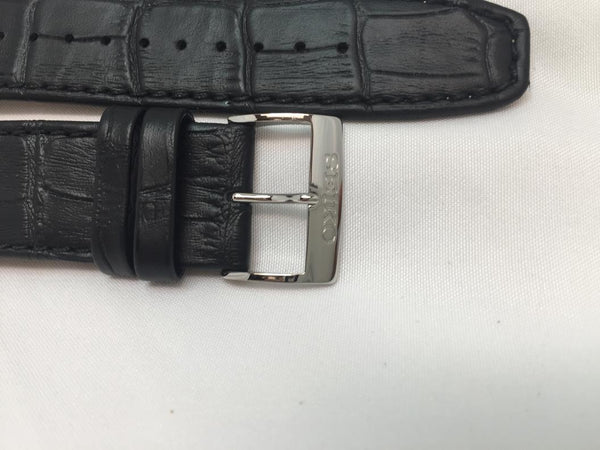 Seiko Original WatchBand SSC285. LOCX B 13. 24mm, 13mm Center Cut Black Leather