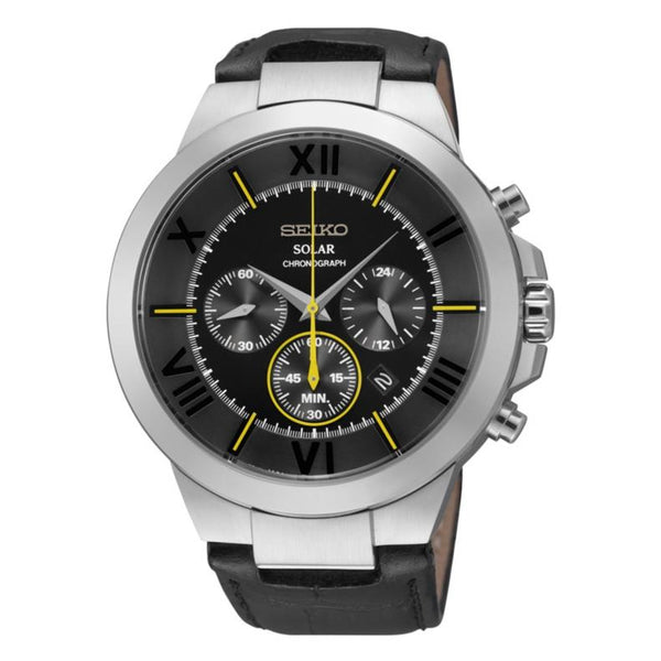 Seiko Original WatchBand SSC285. LOCX B 13. 24mm, 13mm Center Cut Black Leather