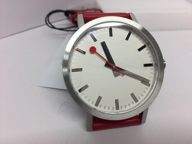 Mondaine Swiss Railways Watch.Perforated Red Leather Mens A660.30360.16SBC