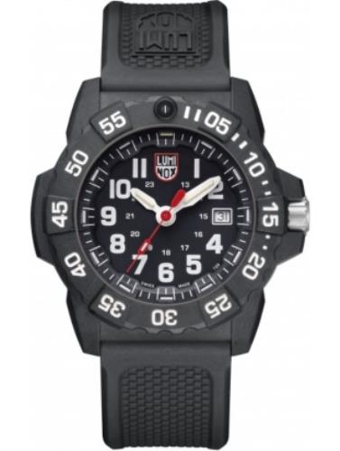 Luminox Watchband 3500. Original Black Rubber 24mm.Double Tang Logo Buckle