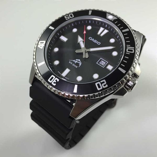 Casio watchband MDV-106.Black Resin 22mm Original Divers Style  w/Pins