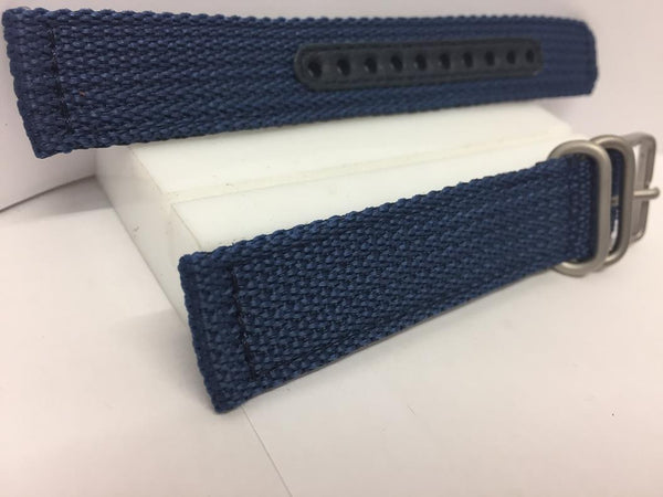 Seiko Watchband SNK807 18mm Blue Fabric Strap.Washable W/Pins Steel Bkle/Keepers