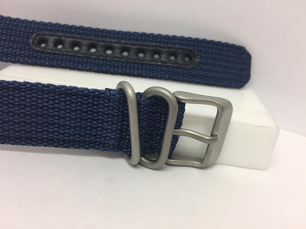 Seiko Watchband SNK807 18mm Blue Fabric Strap.Washable W/Pins Steel Bkle/Keepers