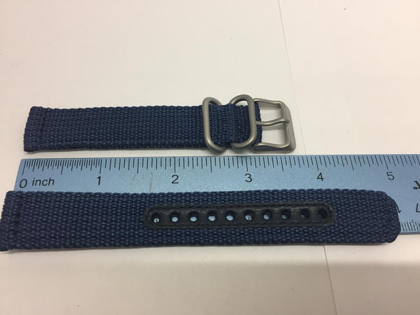 Seiko Watchband SNK807 18mm Blue Fabric Strap.Washable W/Pins Steel Bkle/Keepers