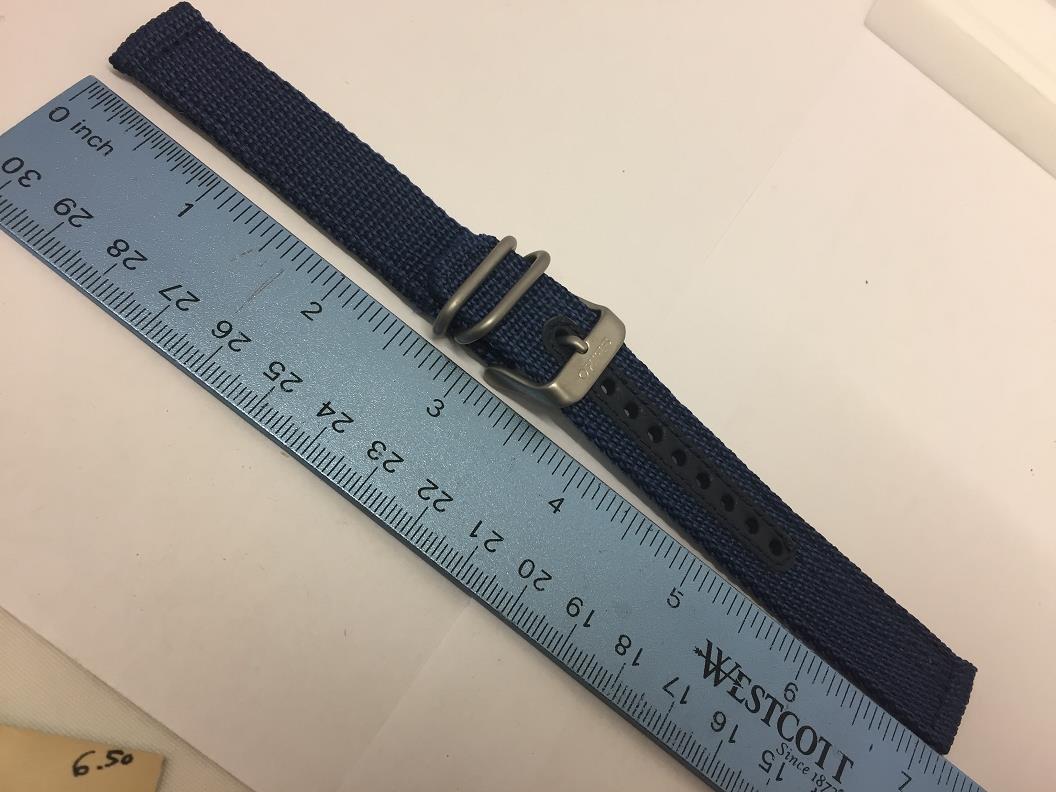 Seiko Watchband SNK807 18mm Blue Fabric .Washable W/Pins Steel Bkle/Keepers