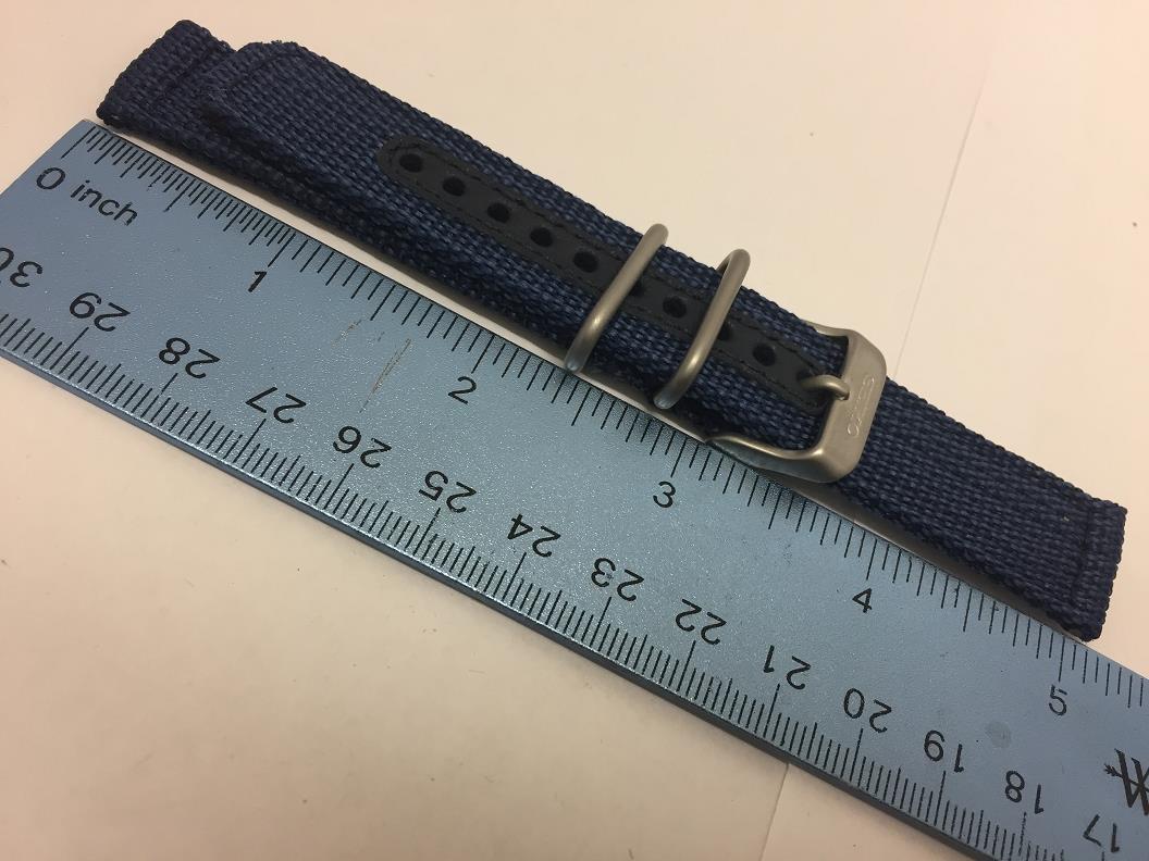 Seiko Watchband SNK807 18mm Blue Fabric .Washable W/Pins Steel Bkle/Keepers