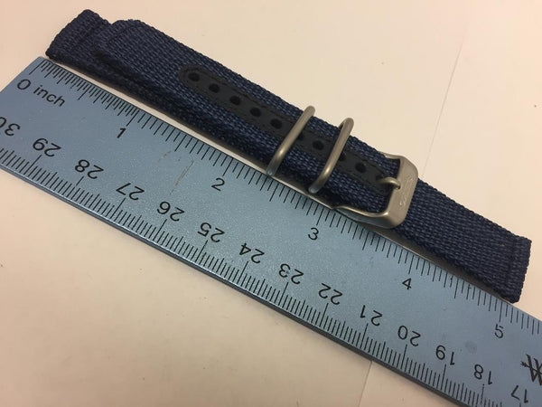 Seiko Watchband SNK807 18mm Blue Fabric Strap.Washable W/Pins Steel Bkle/Keepers