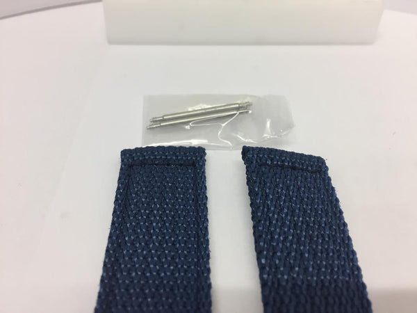 Seiko Watchband SNK807 18mm Blue Fabric Strap.Washable W/Pins Steel Bkle/Keepers