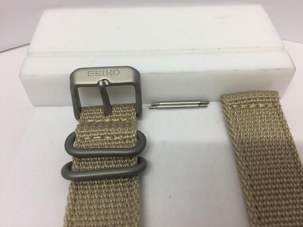 Seiko Watchband SNK803 18mm Military Khaki Fabric Washable Strap w/Steel Hardwre