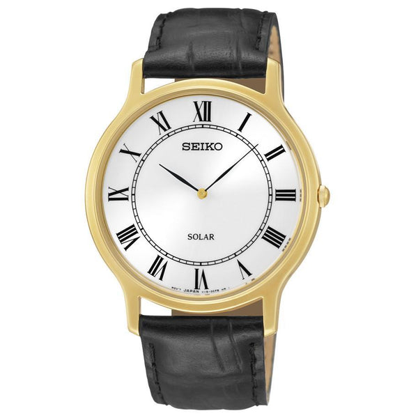 Seiko Watch SUP304. Ladies Elegant EZ Reader.Solar.Black Roman #'s White Dial.