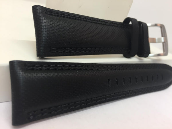 Seiko Watchband 22mm Black Waterproof Fabric Cap. Leather Underside. LOEC B 22