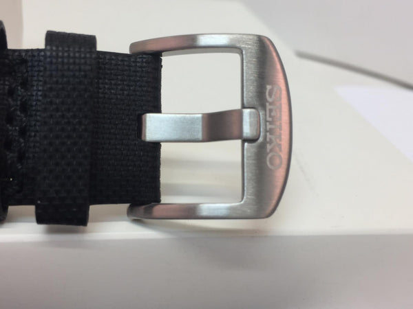 Seiko Watchband 22mm Black Waterproof Fabric Cap. Leather Underside. LOEC B 22