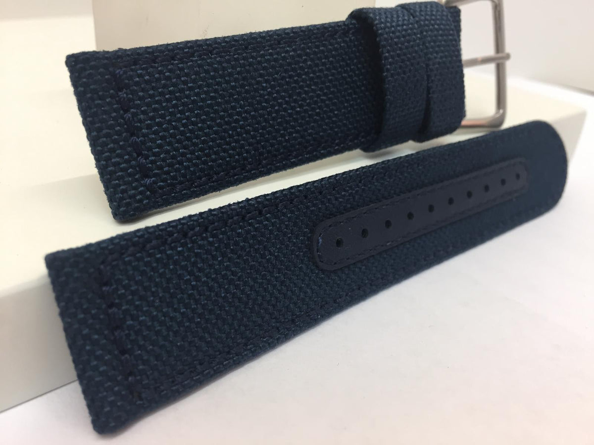 Seiko Watchband SNE329P 22mm Blue Fabric/Leather w/Steel Buckle. LOBH B 22
