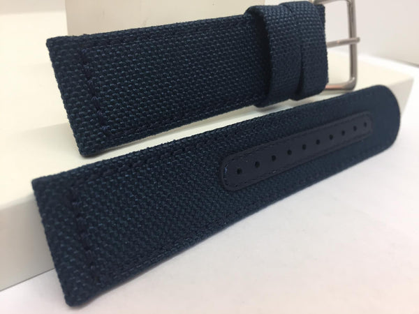 Seiko Watchband SNE329P 22mm  Blue Fabric/Leather w/Steel Buckle. LOBH B 22