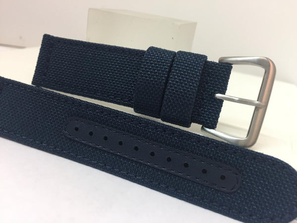 Seiko Watchband SNE329P 22mm  Blue Fabric/Leather w/Steel Buckle. LOBH B 22