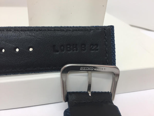 Seiko Watchband SNE329P 22mm  Blue Fabric/Leather w/Steel Buckle. LOBH B 22