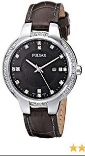 Pulsar WatchBand PJ2015 Ladies Dark Gray Leather  8mm Wide 16mm at Shoulder