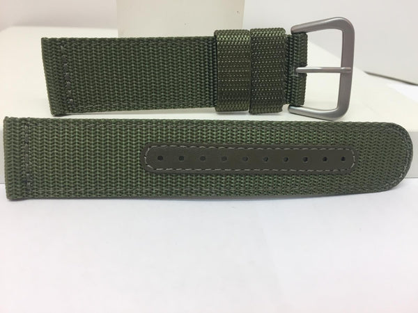 Seiko Watchband SNAD27 22mm Military Green Waterproof Fabric w/Leather Eyelets.