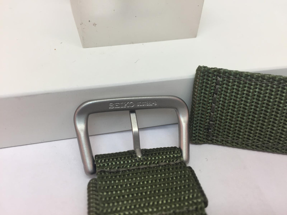 Seiko Watchband SNAD27 22mm Military Green Waterproof Fabric w/Leather Eyelets.
