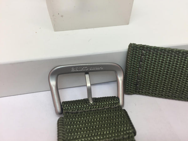 Seiko Watchband SNAD27 22mm Military Green Waterproof Fabric w/Leather Eyelets.