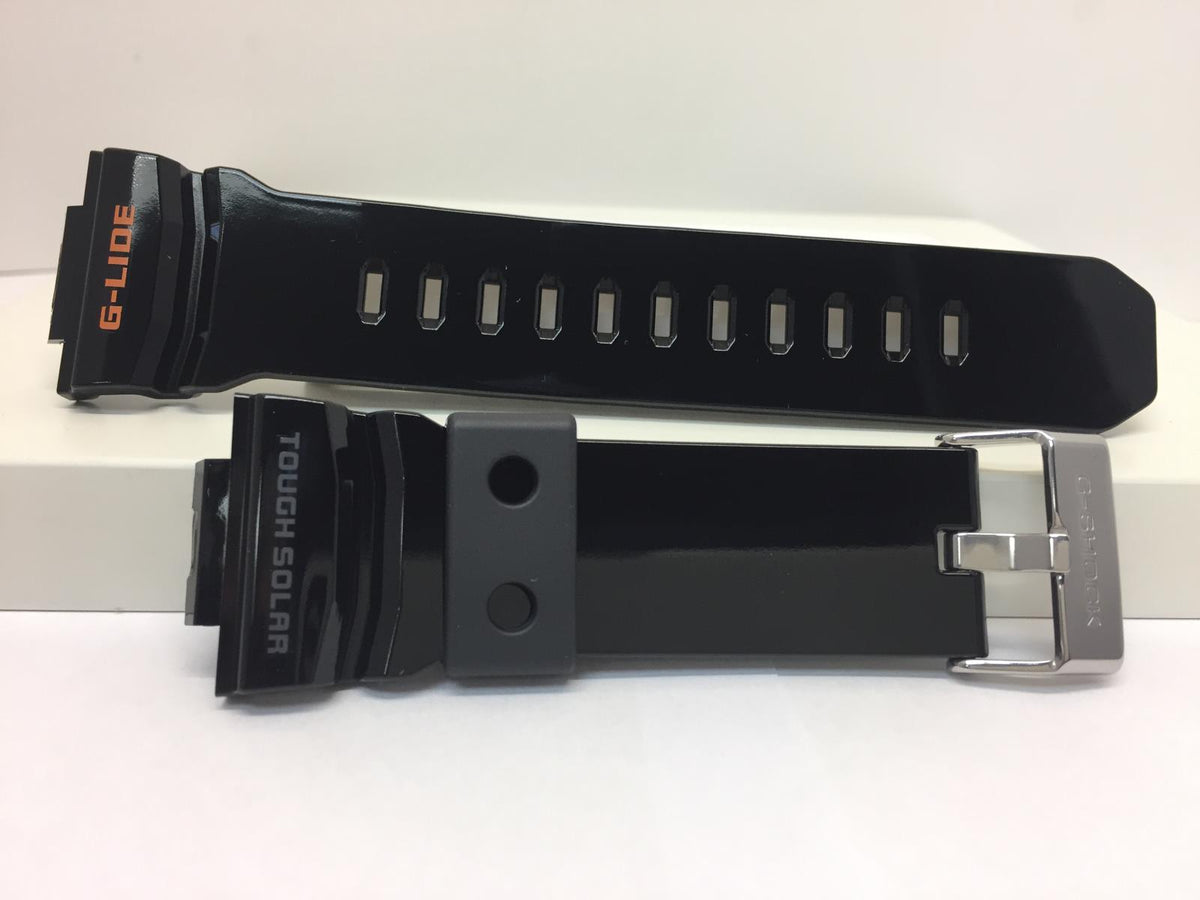 Casio Watchband GWX-8900 -1 Shiny Black Resin G-Shock G-Lide Tough Solar Strap