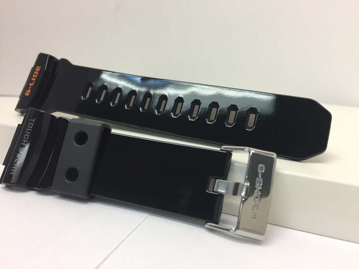 Casio Watchband GWX-8900 -1 Shiny Black Resin G-Shock G-Lide Tough Solar Strap